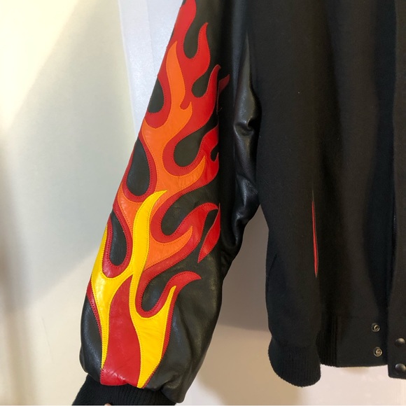 Identity Jackets & Coats Identity Mens Snapon Flame Leather Wool